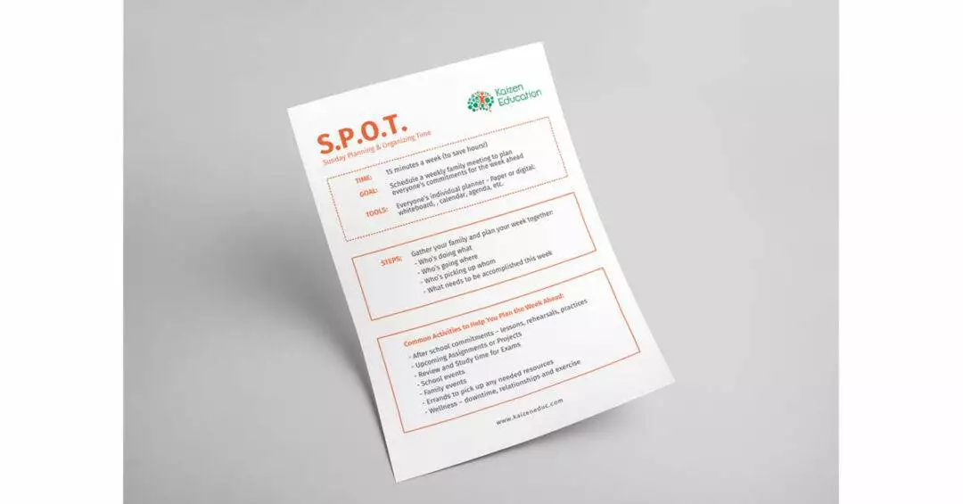 Photo of the Kaizen SPOT Strategy worksheet available for download.